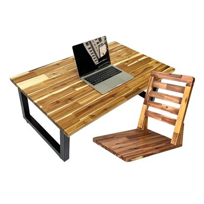 Combo bộ bàn ghế làm việc ngồi bệt gỗ tràm CB68186