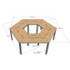Bàn cụm 6 lục giác lắp ghép gỗ cao su chân sắt hệ OMA HBOM012