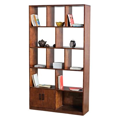 Kệ sách 5 tầng 100x30x180cm gỗ cao su có tủ KS68203