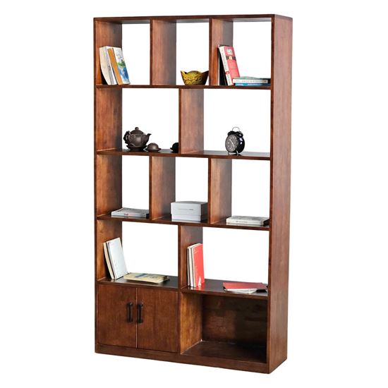 Kệ sách 5 tầng 100x30x180cm gỗ cao su có tủ KS68203