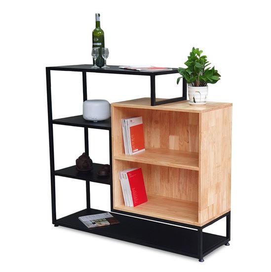 Kệ gỗ trang trí khung sắt KTB139