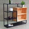 Kệ trang trí phòng khách 110x35x100cm gỗ cao su khung sắt KTB139
