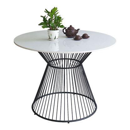 Bàn ăn tròn 100cm mặt đá chân sắt nghệ thuật BA68181