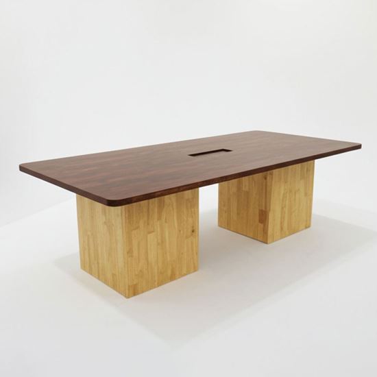 Bàn họp chữ nhật 240x120cm chân bằng gỗ cao su BH68008