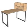 Bàn làm việc kết hợp kệ sách trên bàn gỗ cao su chân sắt lắp ráp BD68097