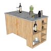 Bàn đảo bếp 140x70x85cm gỗ cao su mặt đá KISL001