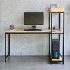 Bàn máy tính 140x80cm liền kệ để PC gỗ cao su khung sắt lắp ráp COD68055