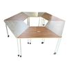 Cụm 6 bàn di động FOS hình thang gỗ plywood chân sắt tròn FOS009