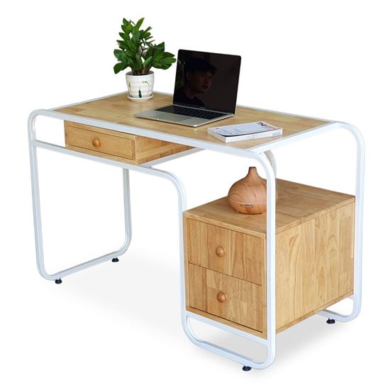 Bàn làm việc liền tủ cá nhân 120x50cm gỗ cao su BD68102