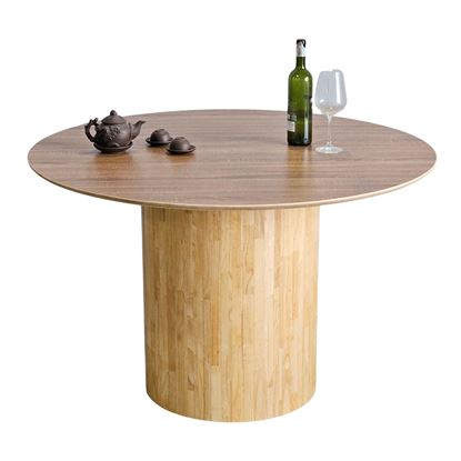Bàn ăn tròn 120x120cm gỗ plywood chân trụ gỗ BA68222