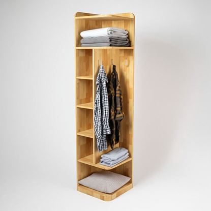 Kệ treo đồ góc tường 40x40x170cm gỗ cao su TQA68059