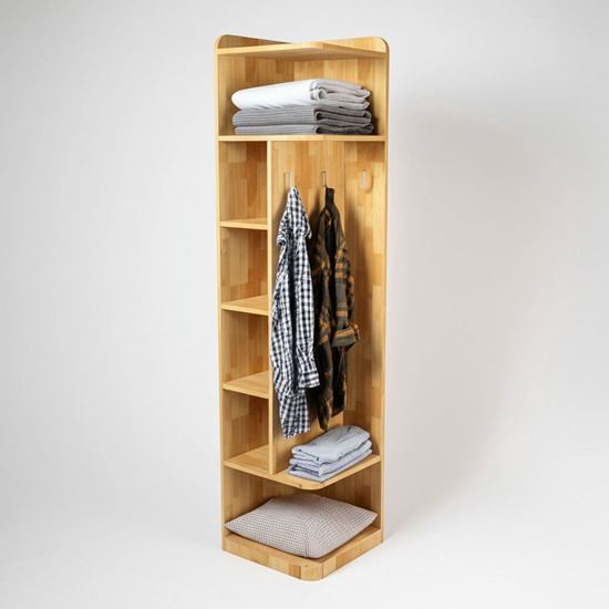 Kệ treo đồ góc tường 40x40x170cm gỗ cao su TQA68059