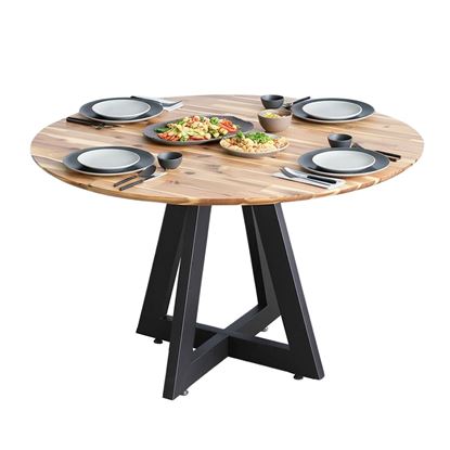 Bàn ăn tròn 120x120cm gỗ tràm chân sắt BA68227