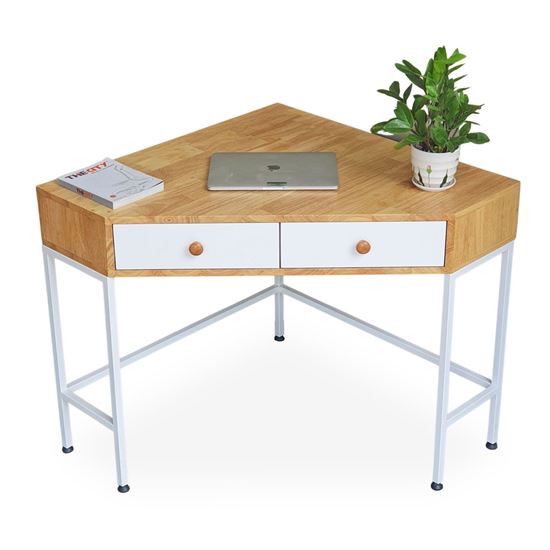 Bàn làm việc góc tường có ngăn kéo 80x80cm gỗ cao su CD68022
