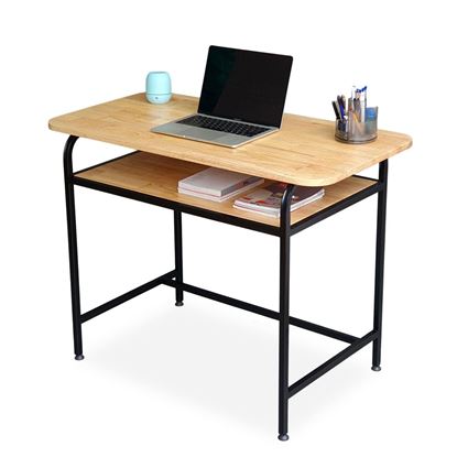 Bàn làm việc có ngăn để sách 100x50cm gỗ cao su khung sắt BD68099