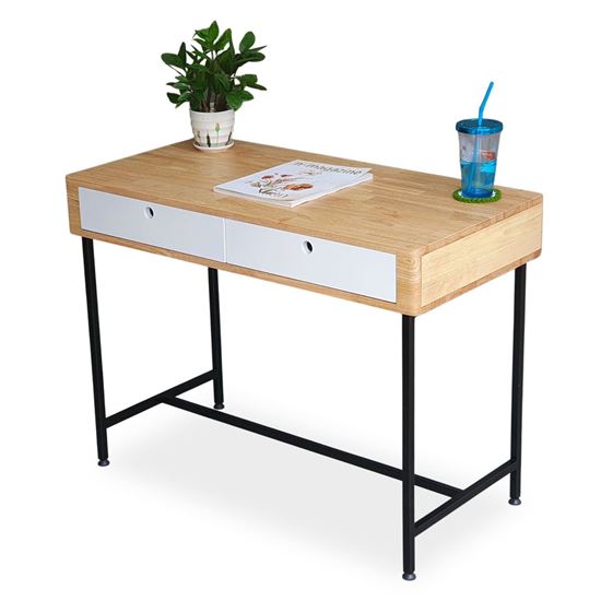 Bàn làm việc có ngăn kéo mini 100x50cm gỗ cao su chân sắt BD68103