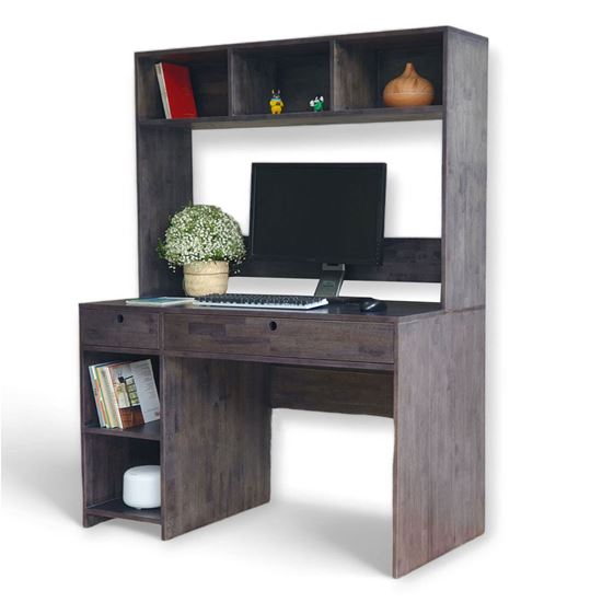 Bàn làm việc liền kệ sách 120x60x160cm gỗ cao su FD68053