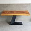 Bàn ăn gỗ me tây nguyên tấm 160x80cm chân sắt sơn tĩnh điện BA68160