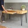 Bàn làm việc có hộc 140x60cm gỗ cao su chân sắt Hairpin BD68104