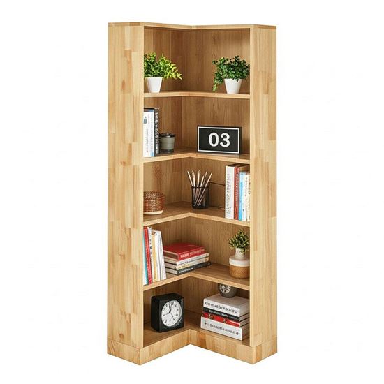 Kệ sách góc tường 7 tầng bằng gỗ cao su KS68327