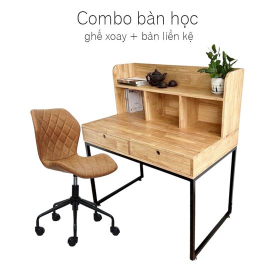 Combo bộ bàn ghế học sinh liền kệ sách CB68181