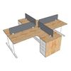 Bàn làm việc cụm 4 góc L chân tủ hệ TIO HBTO012