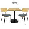 Combo bàn cafe vuông và 2 ghế tựa lưng gỗ CBCF213