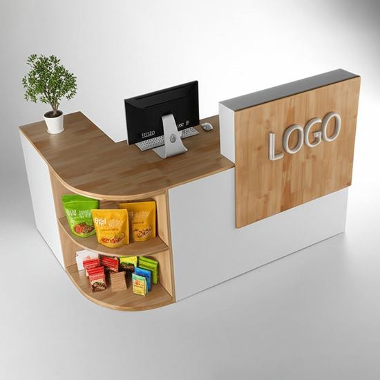 Bàn lễ tân chữ L gỗ tự nhiên BLT68019