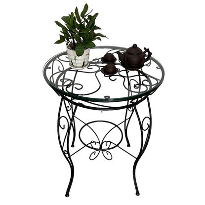 Bàn tròn mặt kính chân sắt hoa văn CFD68146