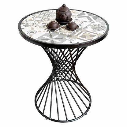 Bàn cafe tròn mặt gạch men chân sắt CFD68148