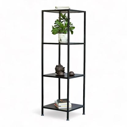 Kệ 4 tầng nhỏ gọn gỗ cao su khung sắt KS68186