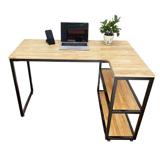 Bàn làm việc góc L chân kết hợp kệ CD68019