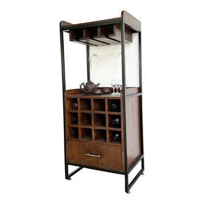 Tủ đựng rượu gỗ cao su chân sắt TPA015