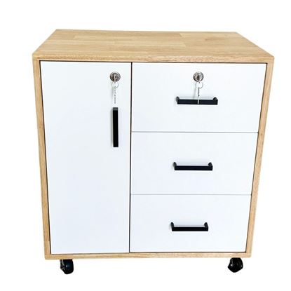 Tủ hồ sơ cá nhân gỗ tự nhiên bánh xe có khoá TCN68024