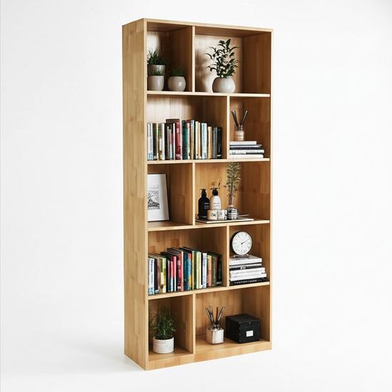 Kệ sách 5 tầng 80x30x180cm gỗ cao su KS68190