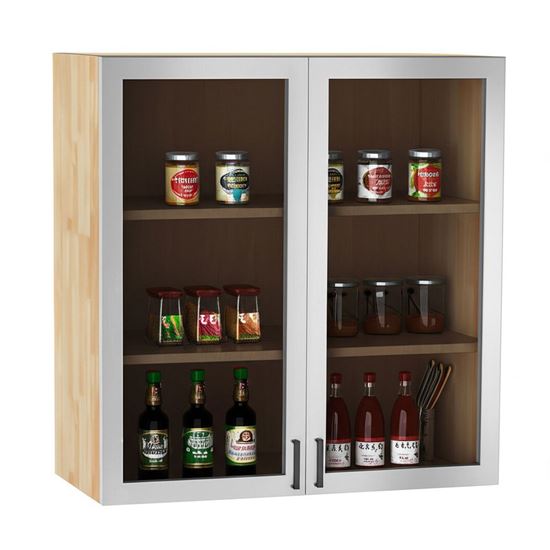 Module tủ bếp trên 80cm hệ 2 cửa kính mở TBT017