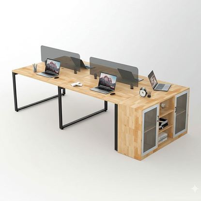 Bàn làm việc cụm 4 kết hợp tủ đầu bàn HBRT069