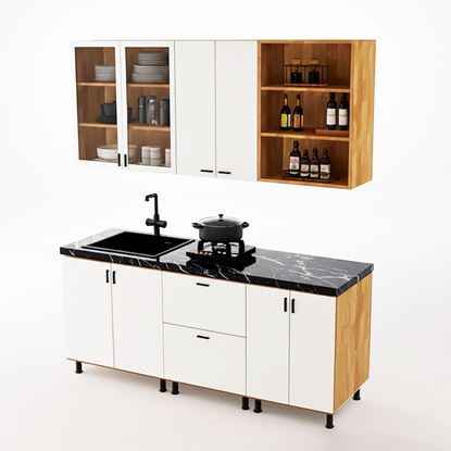 Module tủ bếp 2m gỗ tự nhiên chống ẩm BTB68016