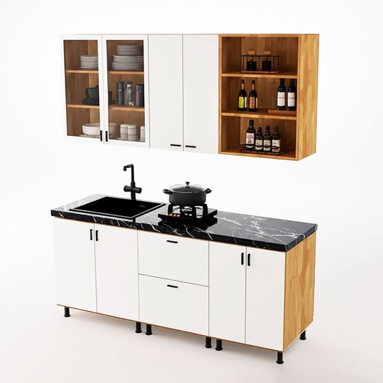 Module tủ bếp 2m gỗ tự nhiên chống ẩm BTB68016