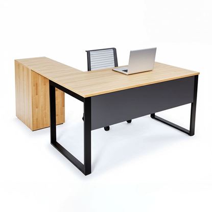 Bàn làm việc chữ L chân tủ gỗ tự nhiên HBRT070