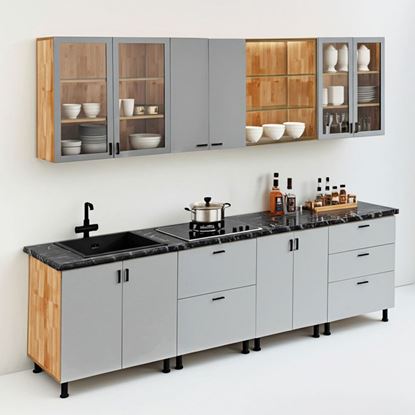 Module tủ bếp 2m6 gỗ tự nhiên chống ẩm BTB68017