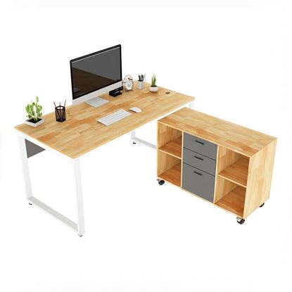 Bàn làm viêc kết hợp tủ di động gỗ tự nhiên HBRT067