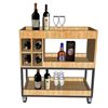 Kệ Rượu đi động gỗ tự nhiên kết hợp khung sắt KR68002