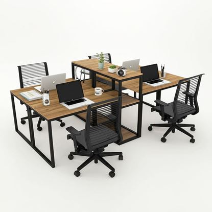 Bàn làm việc cụm 4 kết hợp kệ HBMN020