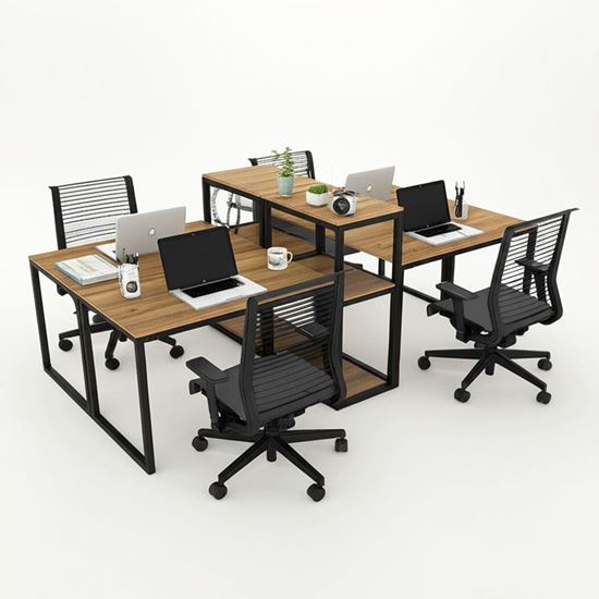 Bàn làm việc cụm 4 kết hợp kệ HBMN020