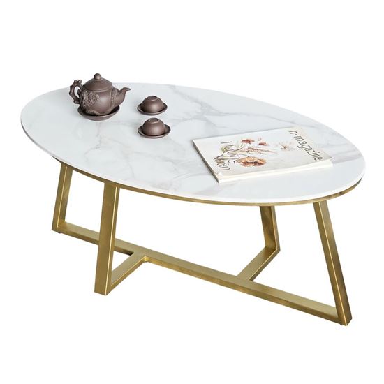 Bàn Sofa hình Elip mặt đá chân sắt TT68209