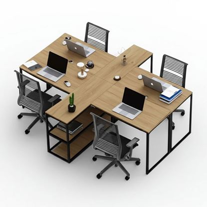 Bàn làm việc cụm 4 kết hợp kệ HBMN022