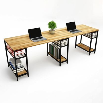 Bàn làm việc cụm 2 chân kết hợp kệ BD68089
