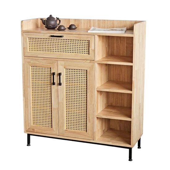 Tủ giày kết hợp kệ để đồ cửa lưới mây KG68055