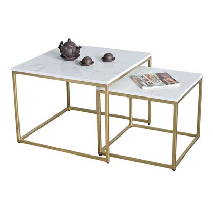 Bàn sofa đôi mặt đá khung sắt TT68219